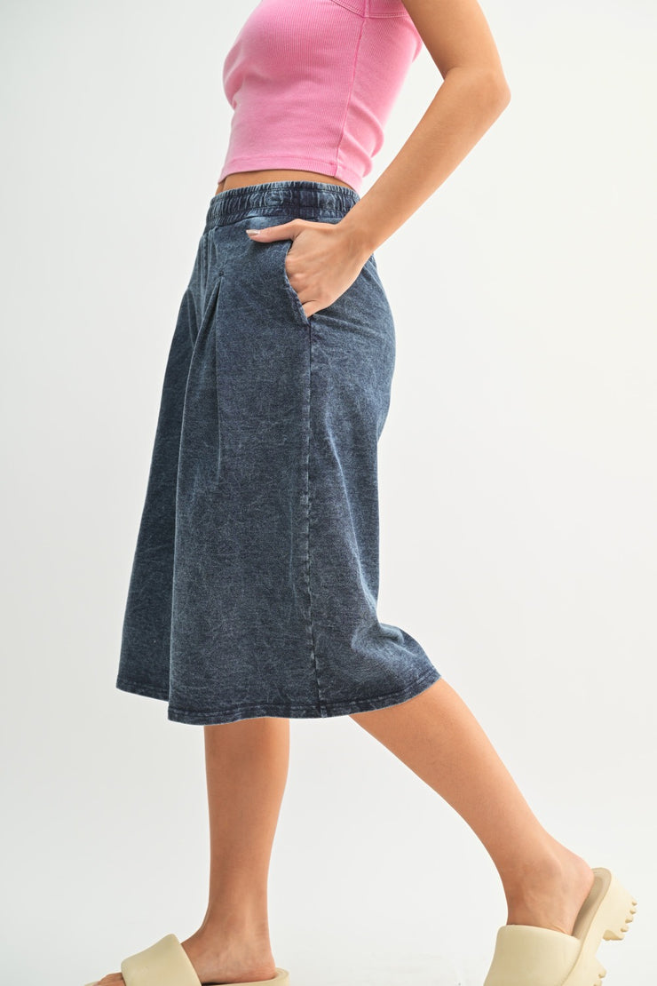 Mineral Wash Pleated Culottes