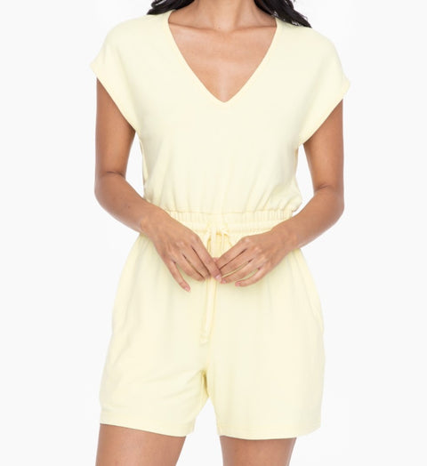 Brushed Hacci V-Neck Romper