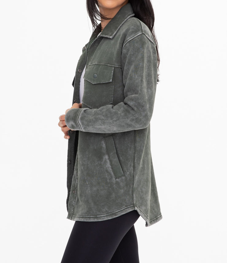 Snap-On Shacket with Pockets