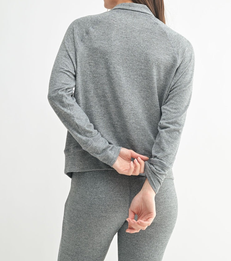 Brushed Hacci Cowl Neck Pullover