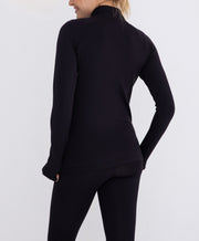 Jacquard Ribbed Mock Neck Active Top