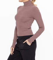 MICRO RIBBED LONG SLEEVE TURTLENECK