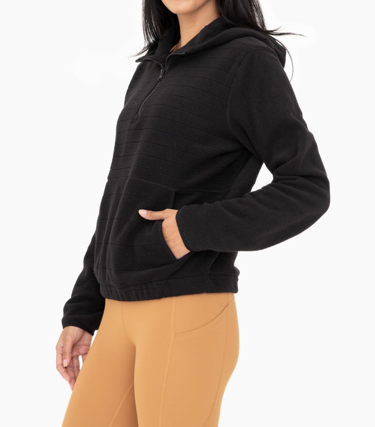 Stripe Jacquard Hooded Fleece Pullover