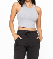 ESSENTIAL MICRO-RIBBED RACER ATHLEISURE TANK TOP