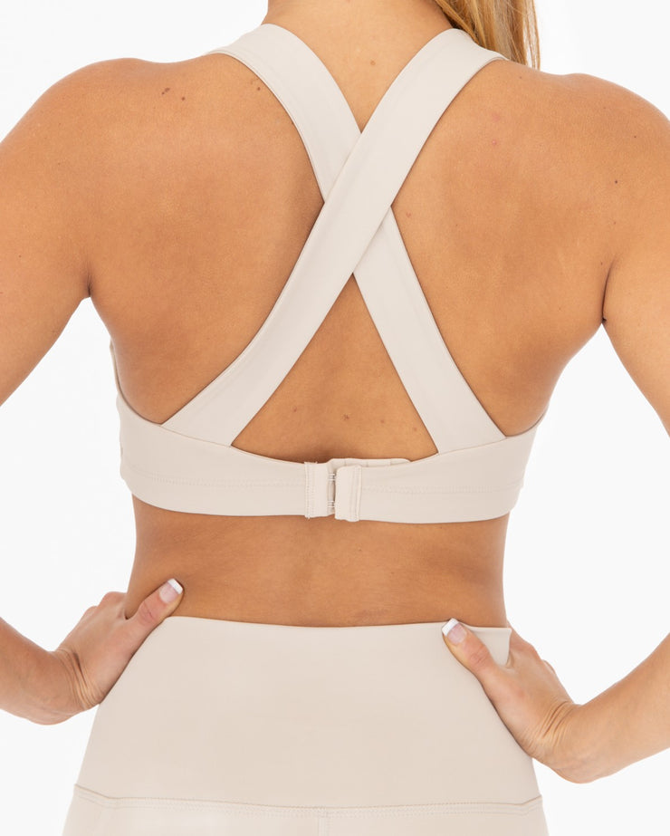 Split Front Overlay Back Adjustable Sports Bra