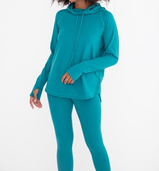 ACTIVE HOODIE TOP WITH THUMBHOLES - PLUS