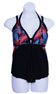 Tropical Double Strap Plus Size Tankini Top