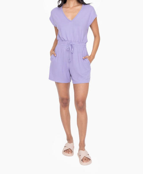 Brushed Hacci V-Neck Romper