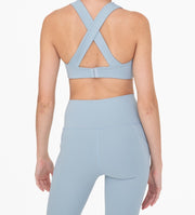 Split Front Overlay Back Adjustable Sports Bra