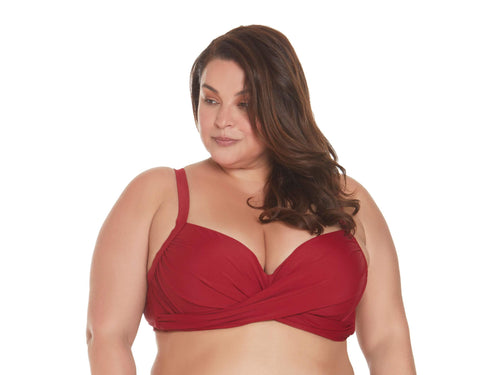 Sun and Sea Solid Red Full Coverage Underwire Swim Top