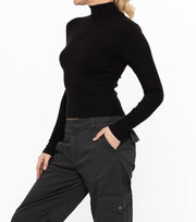 MICRO RIBBED LONG SLEEVE TURTLENECK