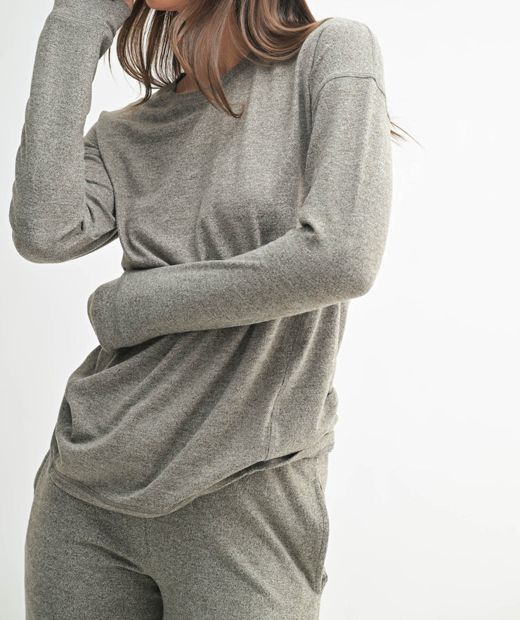 Brushed Crew Neck Long Sleeve Top