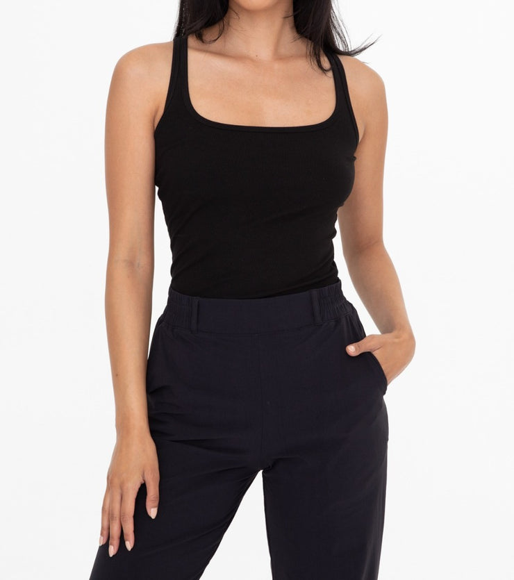 SQUARE NECK RIBBED TANK TOP