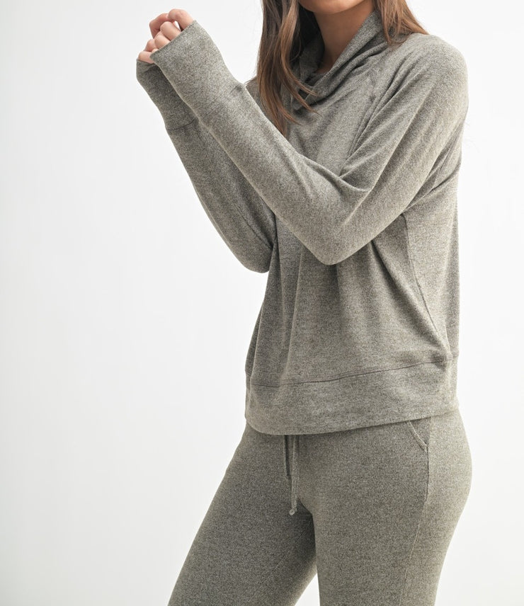 Brushed Hacci Cowl Neck Pullover