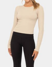 Essential Long-Sleeved Micro-Ribbed Athleisure Top