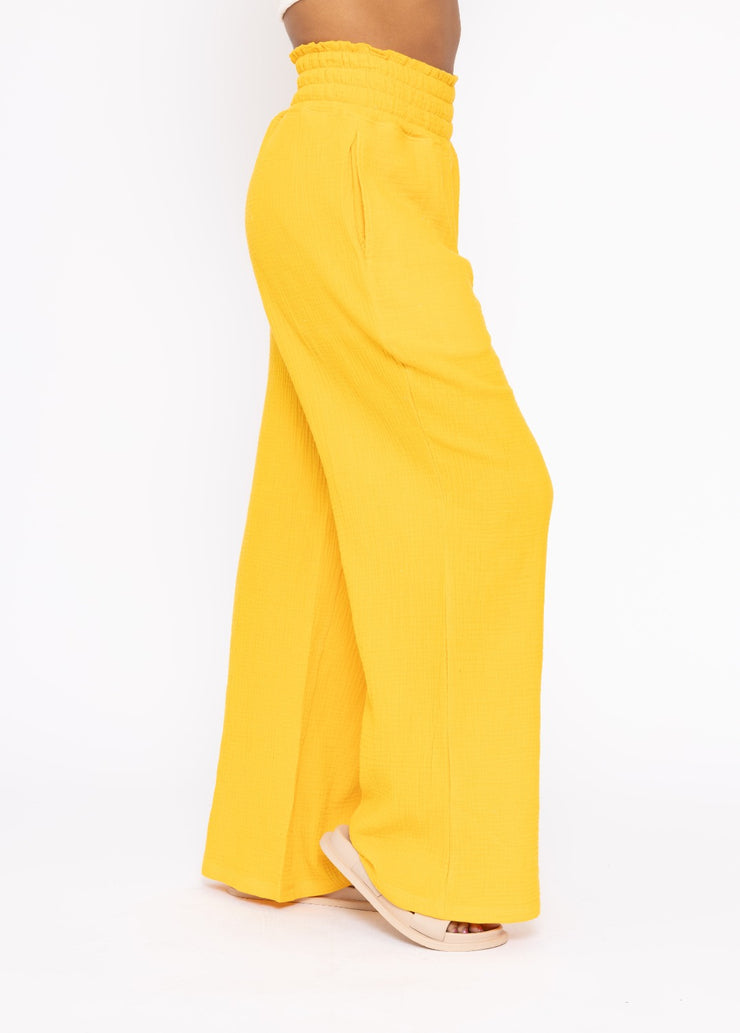 Cotton Gauze Wide Leg Pant