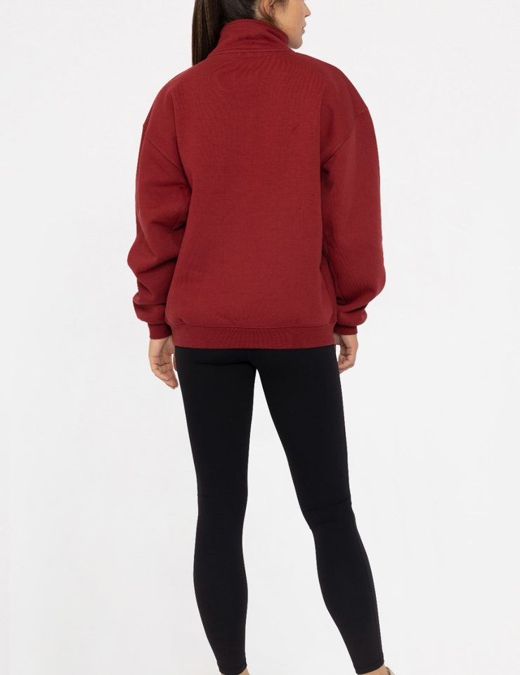 Cotton Blend Fleece Mock Neck Pullover