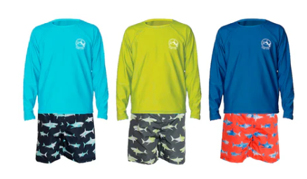 iXtreme Toddlers Shark Print Swim Trunk and Rash Guard Set