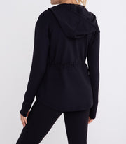 Jacquard Ribbed Hooded Jacket with Thumbholes