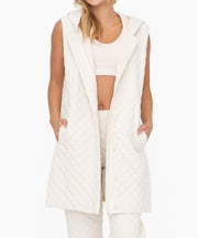 Longline Quilted Cotton Blend Vest