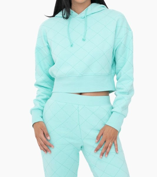 QUILTED DRAWSTRING HOODIE