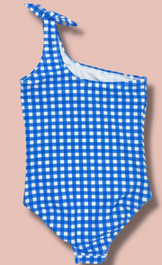 Kids One Piece Blue Checker Swimwear