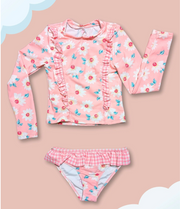 Kids Pink Long Sleeve Two Piece Ruffled