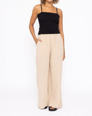 Cotton Gauze Wide Leg Pant