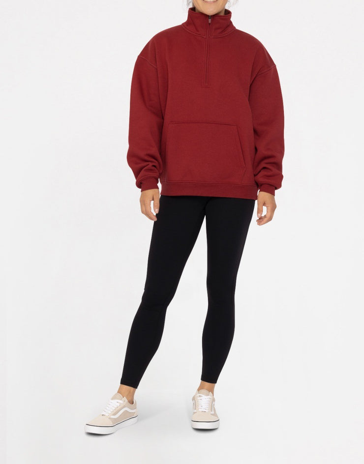 Cotton Blend Fleece Mock Neck Pullover