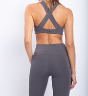 Split Front Overlay Back Adjustable Sports Bra