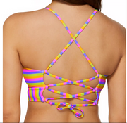 Raisins Juniors' Kira Striped Strappy-Back Bikini Swimsuit