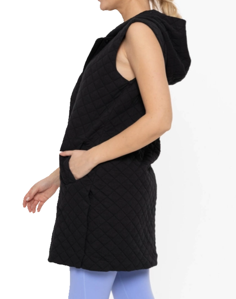 Longline Quilted Cotton Blend Vest