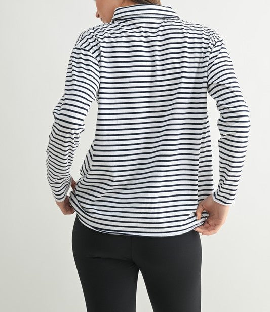 Coastal Cotton Striped Henley Tee
