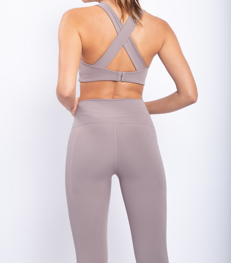 Split Front Overlay Back Adjustable Sports Bra