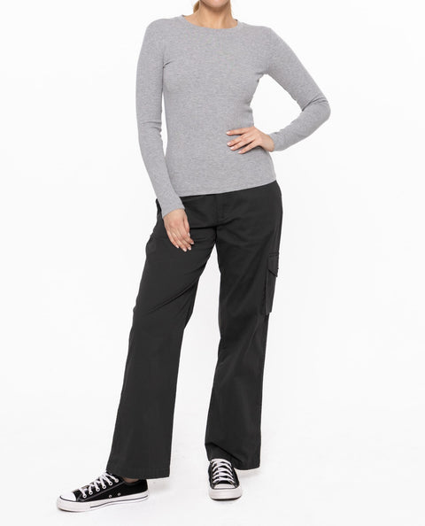 Essential Long-Sleeved Micro-Ribbed Athleisure Top