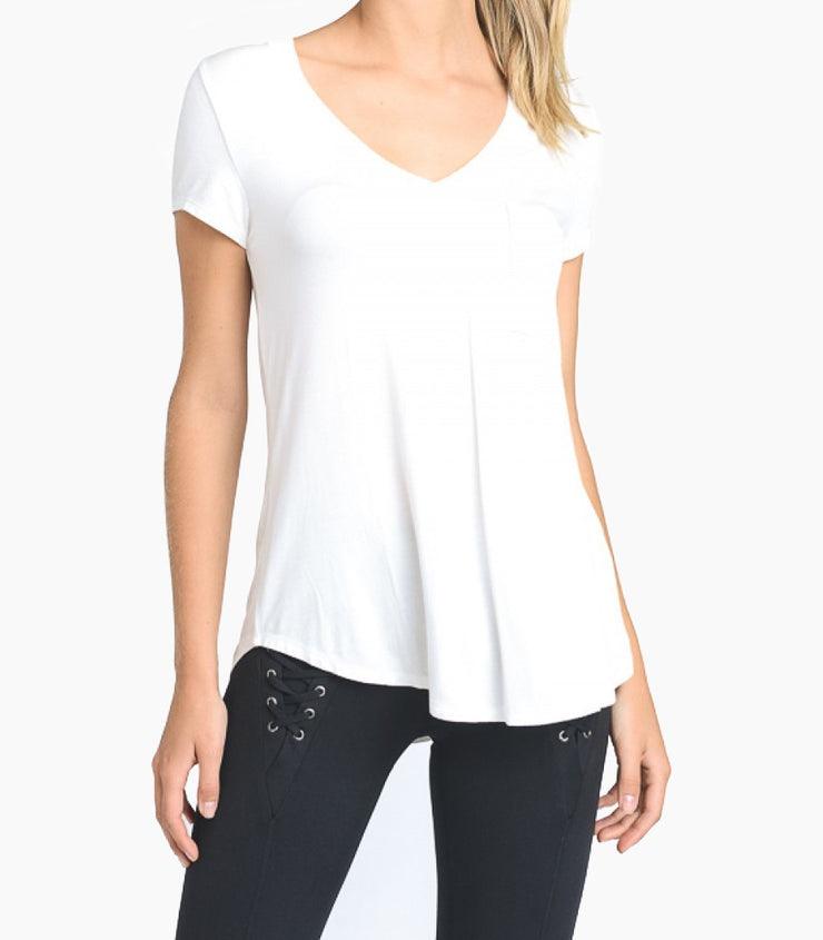 Longline Deep V-Neck Pocket Shirt