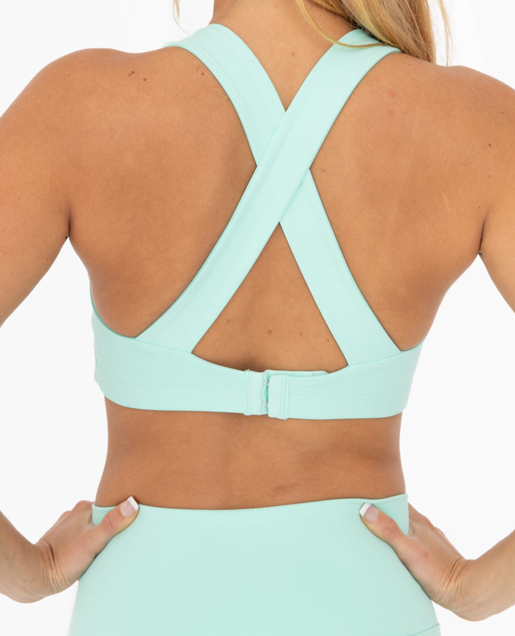 Split Front Overlay Back Adjustable Sports Bra