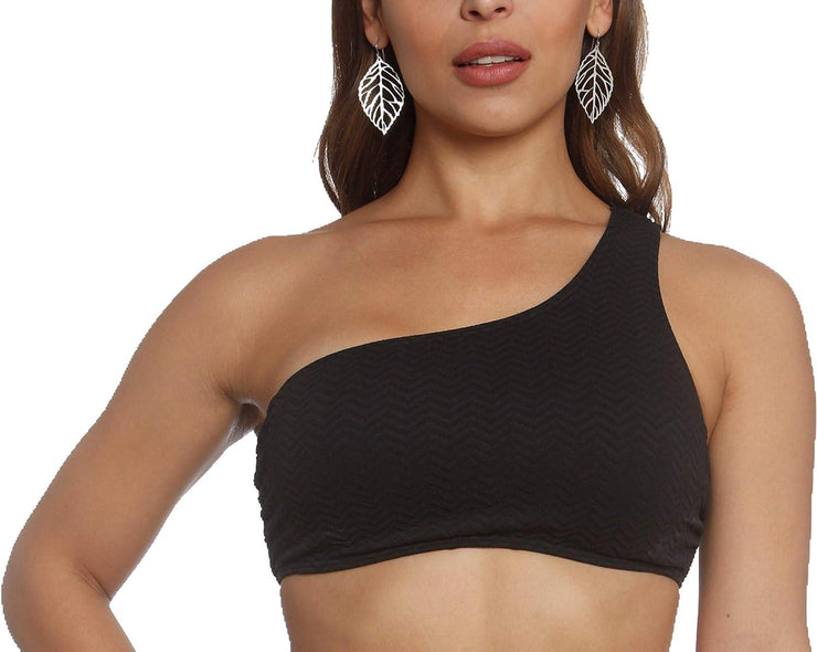 Missy One Shoulder Onyz Zig Textured Bikini Top