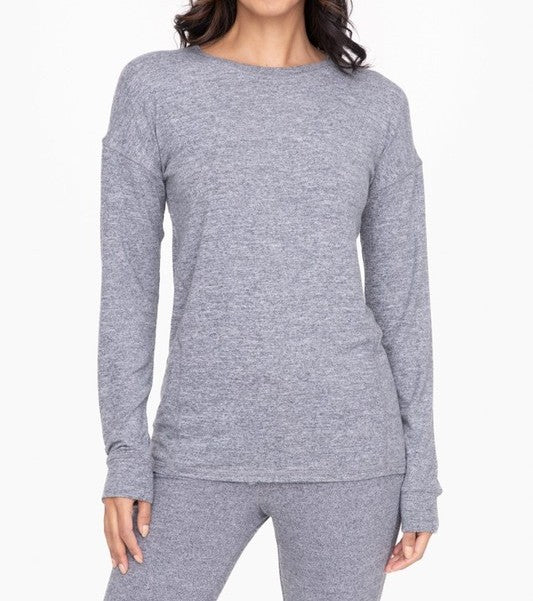 Brushed Crew Neck Long Sleeve Top