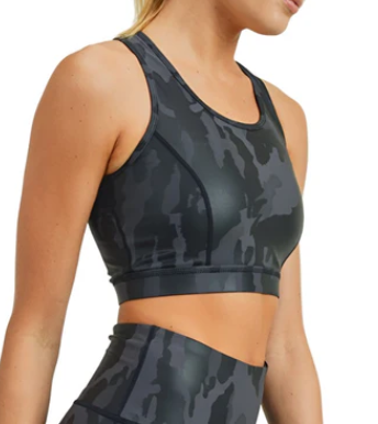 Camo Foil Split Mesh Back Sports Bra