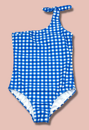 Kids One Piece Blue Checker Swimwear