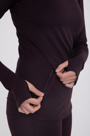 Brushed Interior Long Sleeve Active Top with Thumbholes