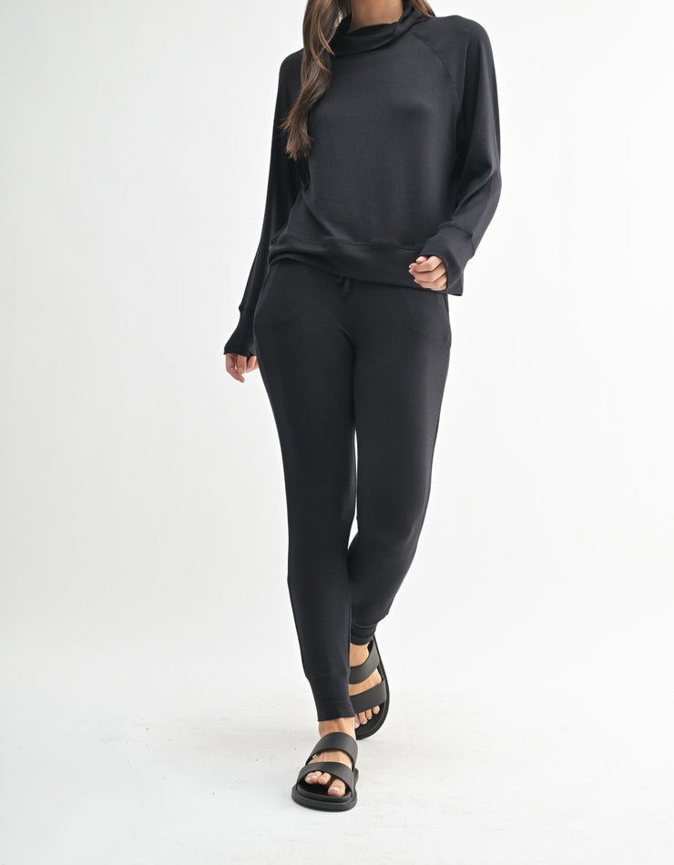 Brushed Hacci Cowl Neck Pullover