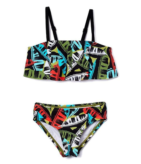 Kanu Surf Girls' Karlie Flounce Bikini Beach Sport 2 Piece Swimsuit, Maya