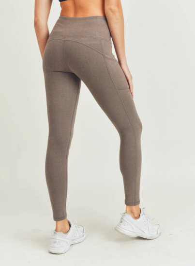 MICRO-RIBBED SWOOP BACK HIGH-WAISTED POCKET LEGGINGS