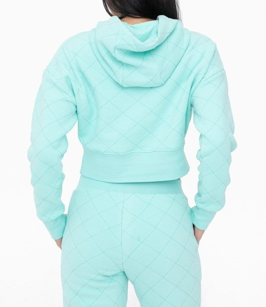 QUILTED DRAWSTRING HOODIE