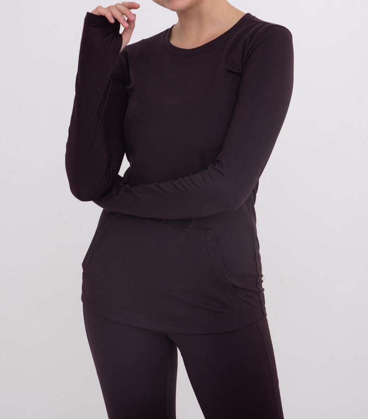 Brushed Interior Long Sleeve Active Top with Thumbholes