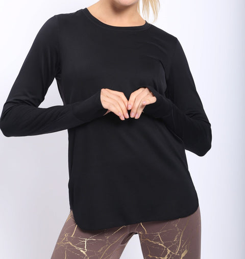 ACTIVE TOP WITH BREATHABLE PANELS AND THUMB HOLES