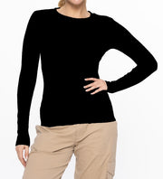 Essential Long-Sleeved Micro-Ribbed Athleisure Top